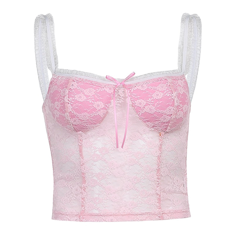 Haut Femme Dentelle Rose
