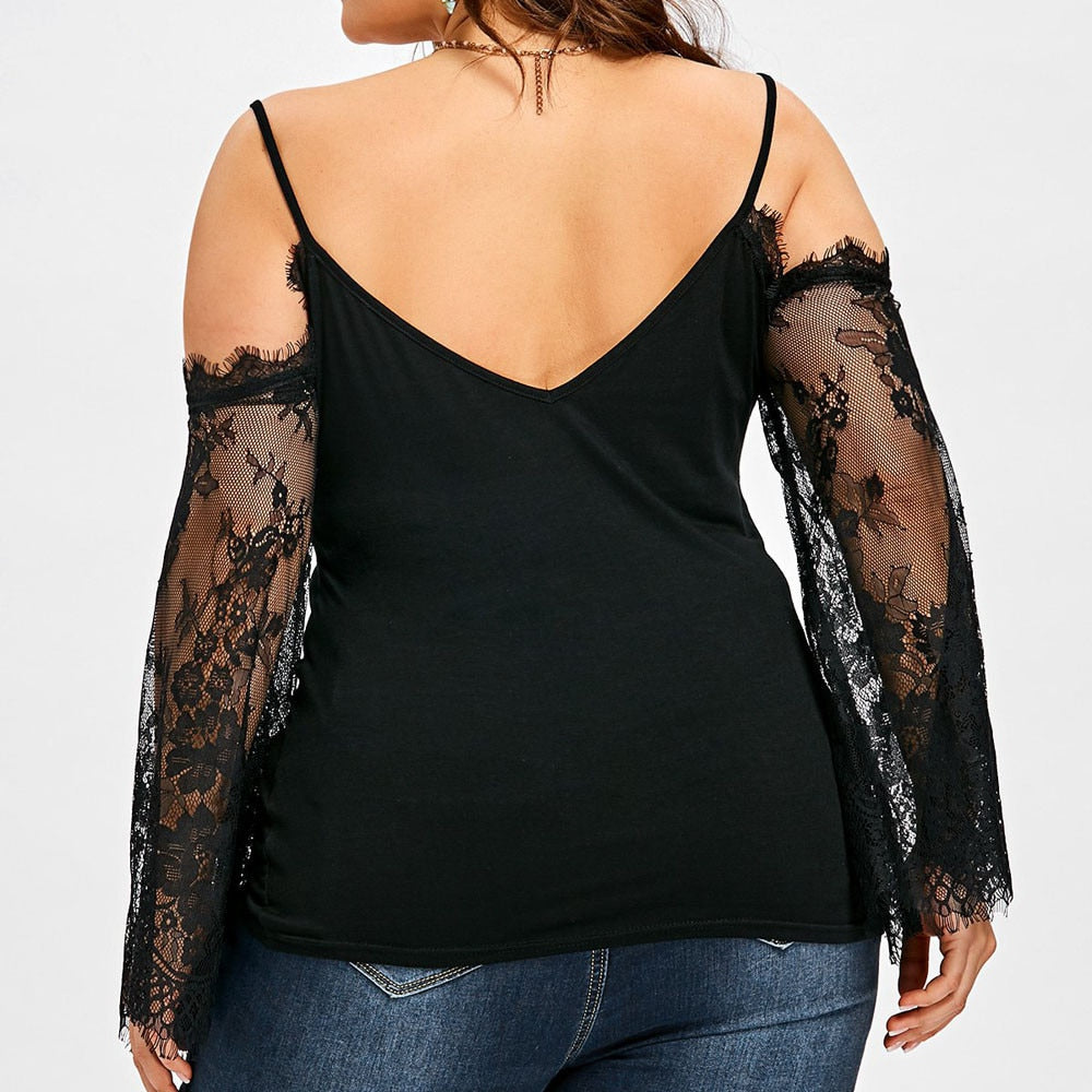 Haut Noir Dentelle Grandes Tailles Femme