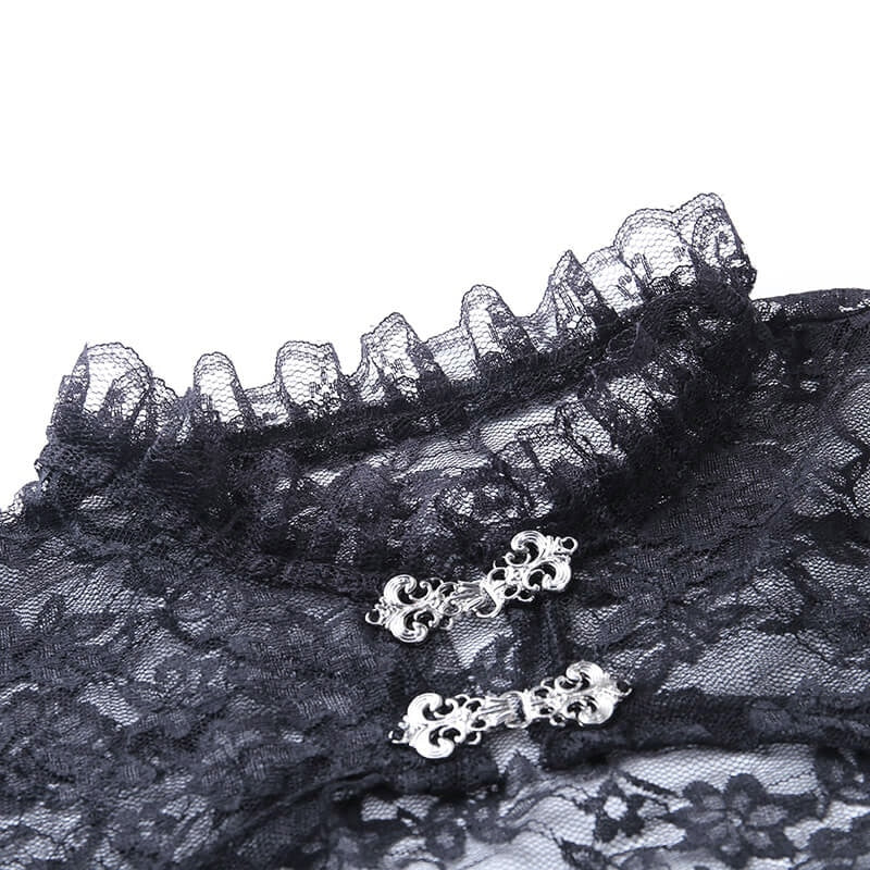 Haut Noir Dentelle Manches Longues