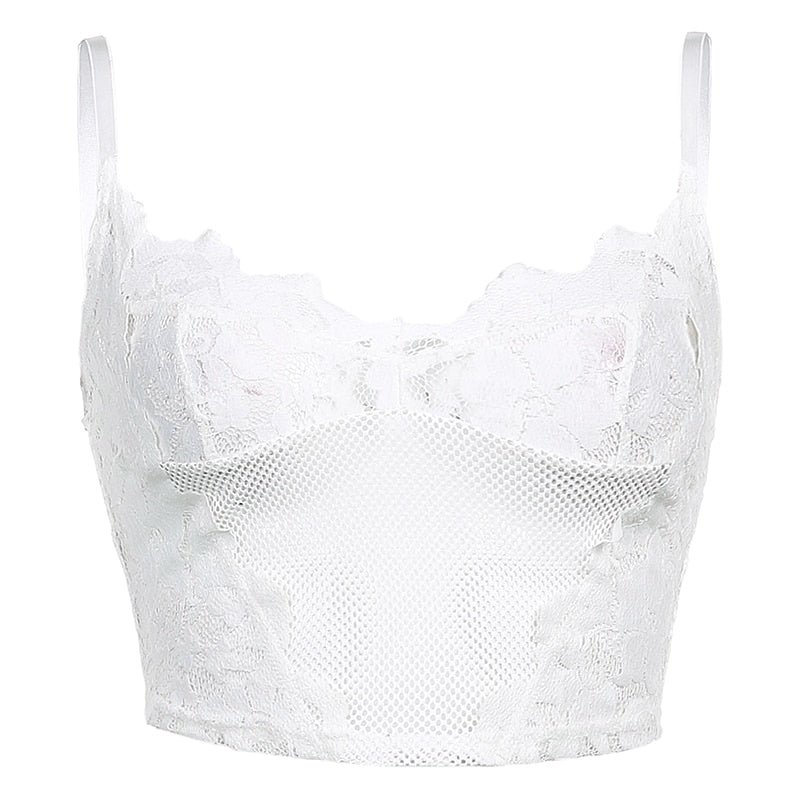 Haut Transparent Blanc en Dentelle