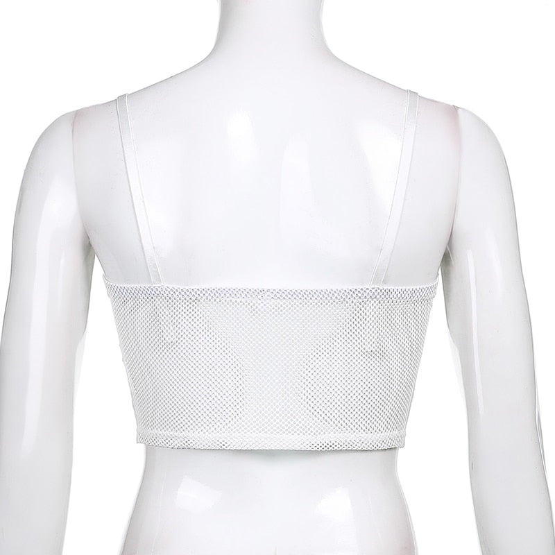 Haut Transparent Blanche en Dentelle