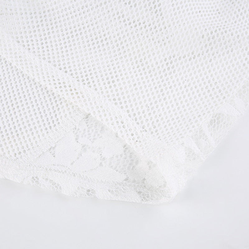 Haut Transparent Blanc en Dentelle