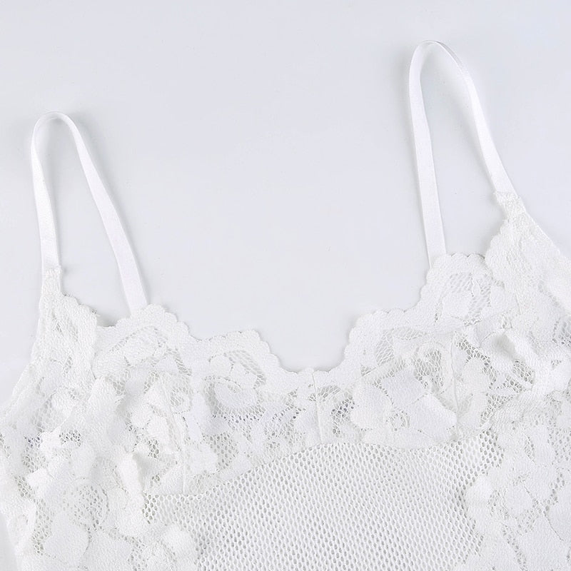 Haut Transparent Blanc en Dentelle