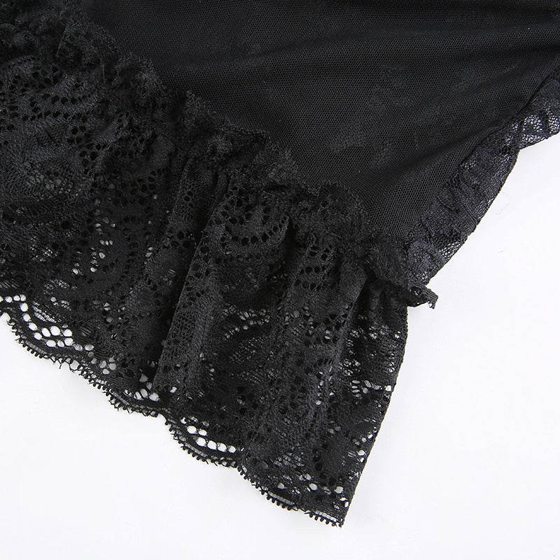 Haut Transparent Noir Dentelle