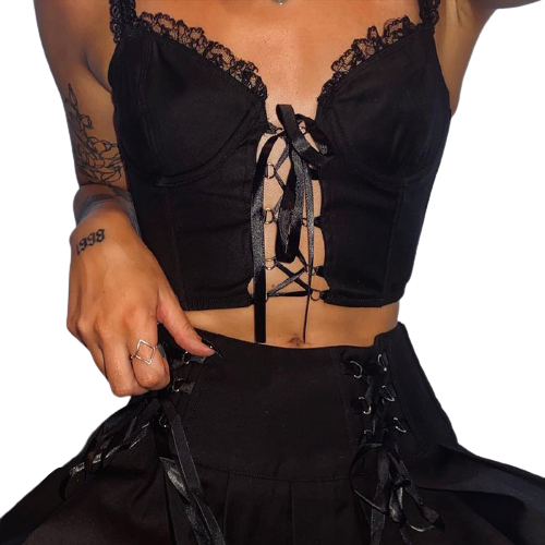 Haut en Dentelle Noir Femme