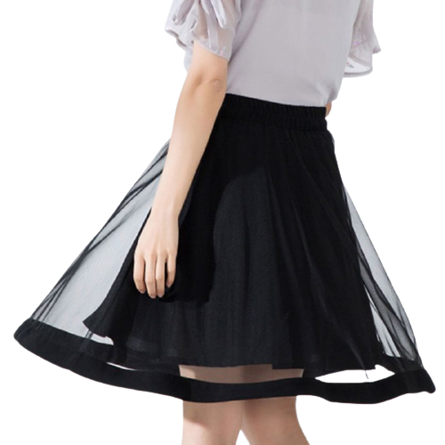 Jupe Mi-Longue Dentelle Noire Femme