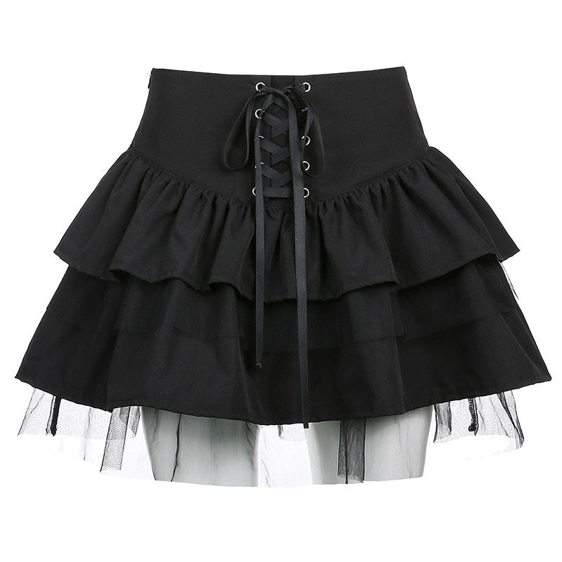 Jupe Noire Volant Dentelle