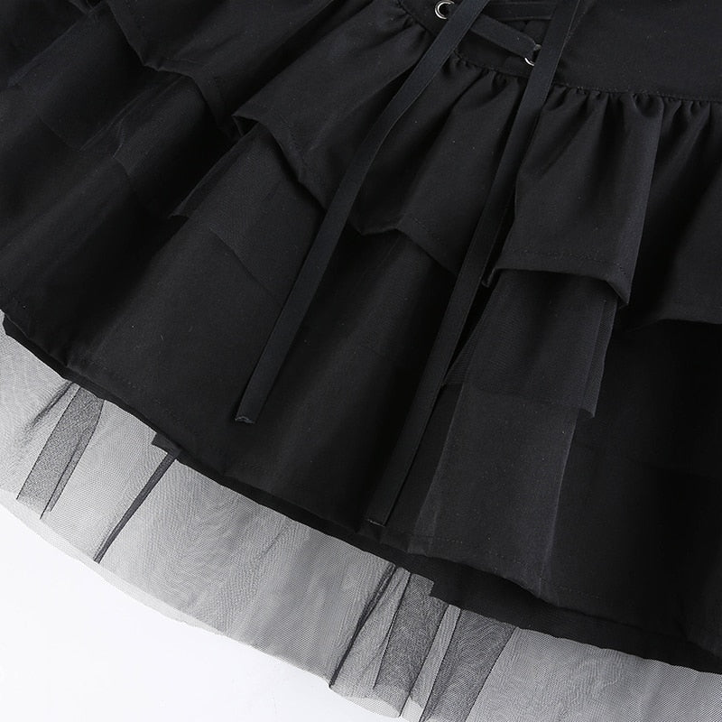 Jupe Noire Volant Dentelle