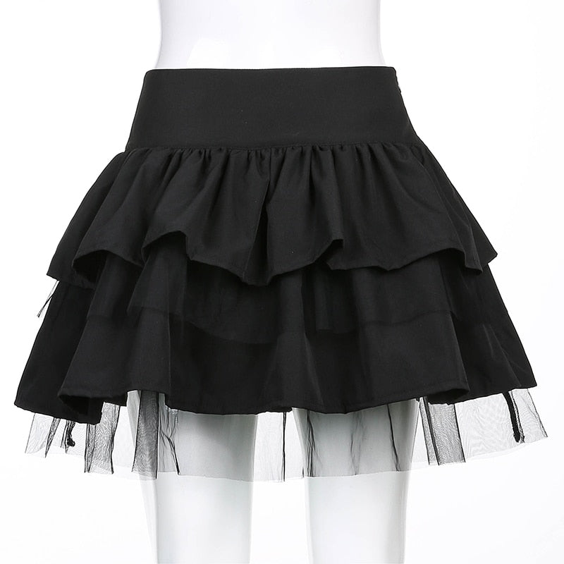 Jupe Noir Volante Dentelle