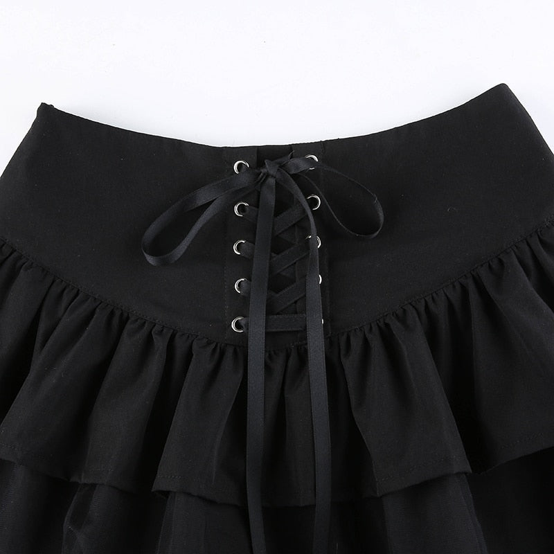 Jupe Noire Volant Dentelle