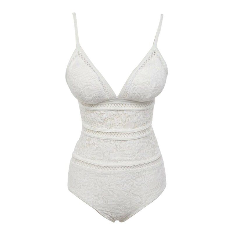 Maillot de Bain Dentelle Blanc