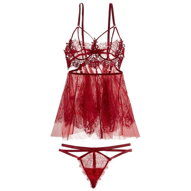 Nuisette 2 Pièces Rouge