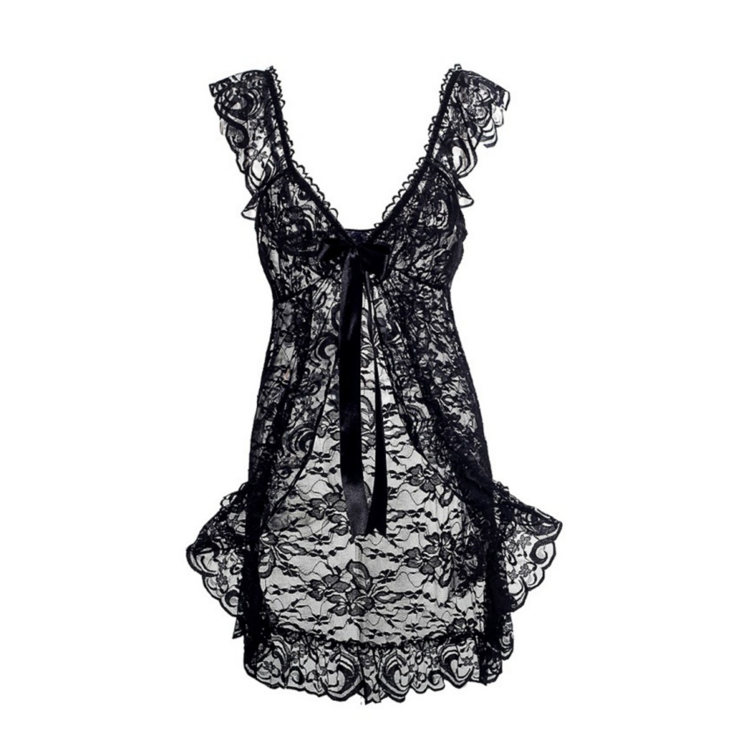 Nuisette Dentelle Courte Noir