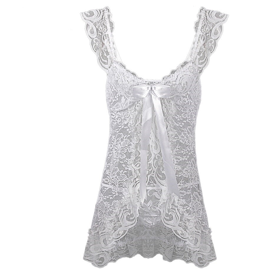 Nuisette Dentelle Courte Blanc