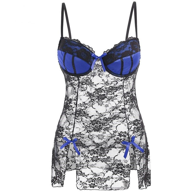 Nuisette Dentelle Femme Bleu