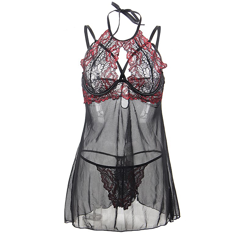 Nuisette Dentelle Noir et Rouge