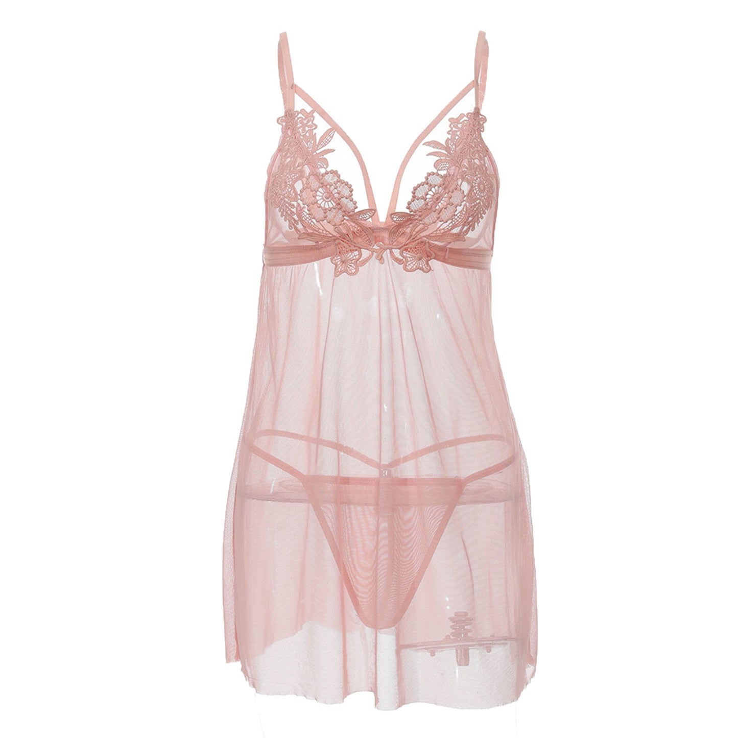 Nuisette Dentelle de Calais Rose