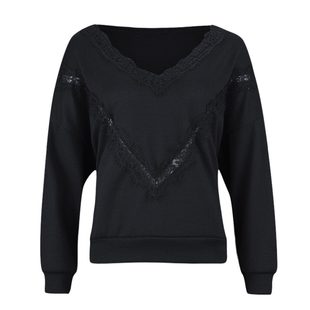 Pull Dentelle Femme Tricot Noir