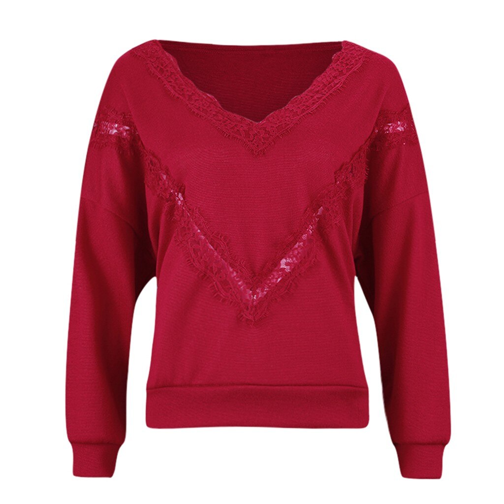 Pull Dentelle Femme Tricot Rouge