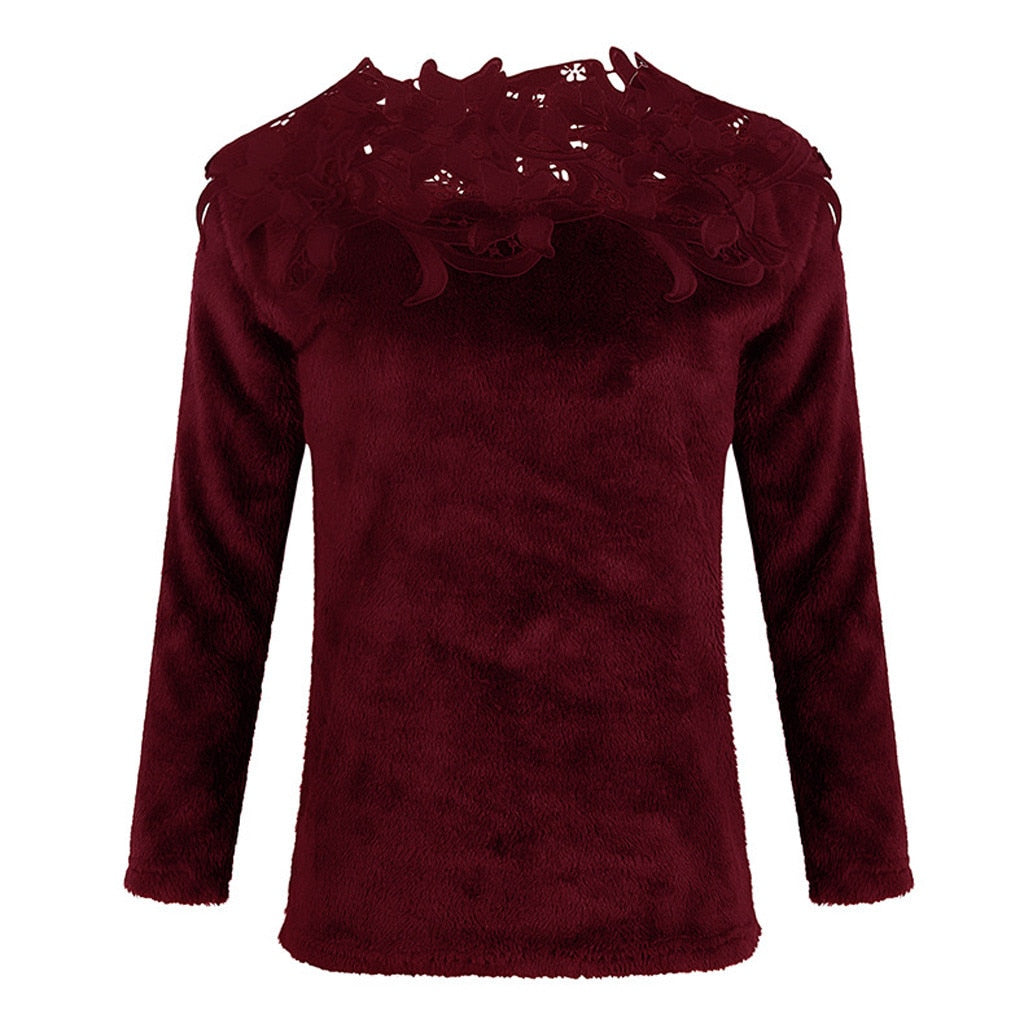 Pull Dentelle Femme Rouge Bordeaux