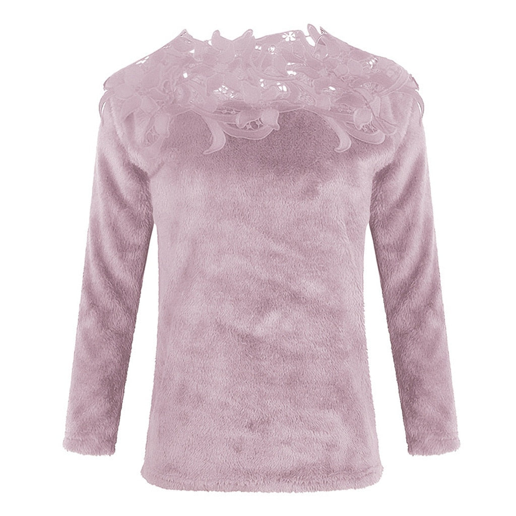 Pull Dentelle Femme Rose