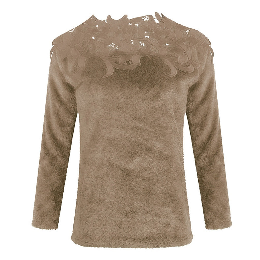 Pull Dentelle Femme Marron