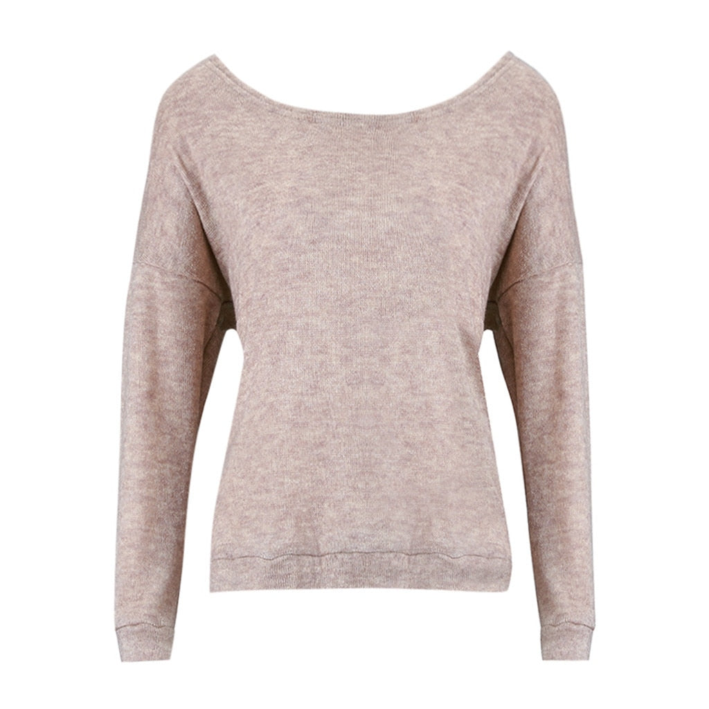 Pull Dos Dentelle Beige