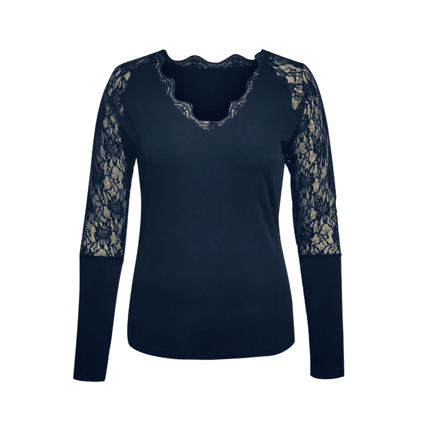 Pull Manche Dentelle Bleu