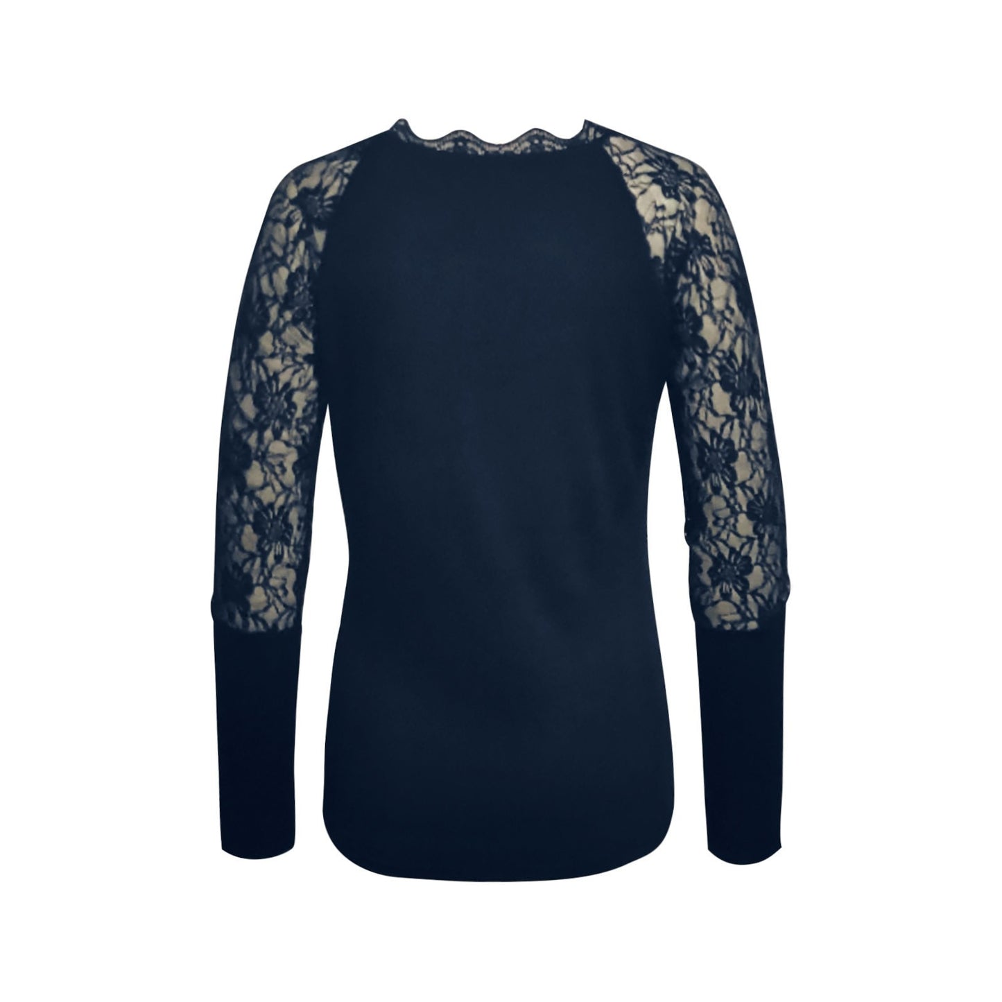 Pull Manche Dentelle Bleu Marine