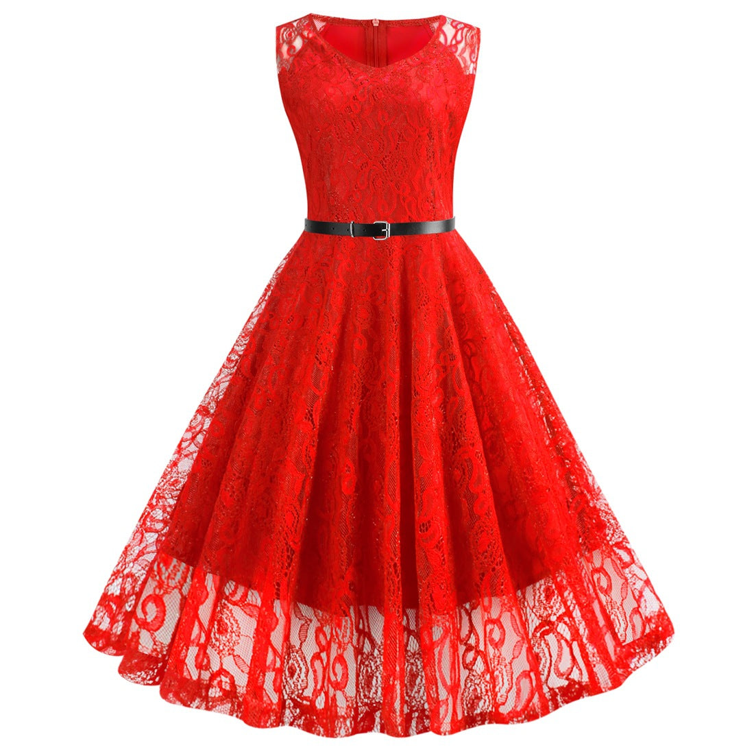 Robe Ample Dentelle Rouge