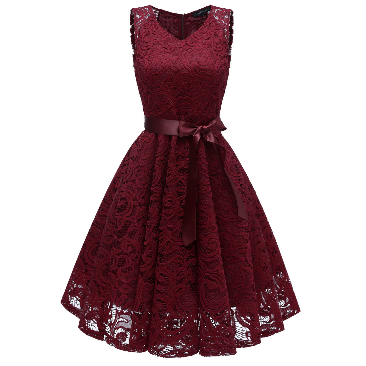 Robe Bal Dentelle Rouge Bordeaux