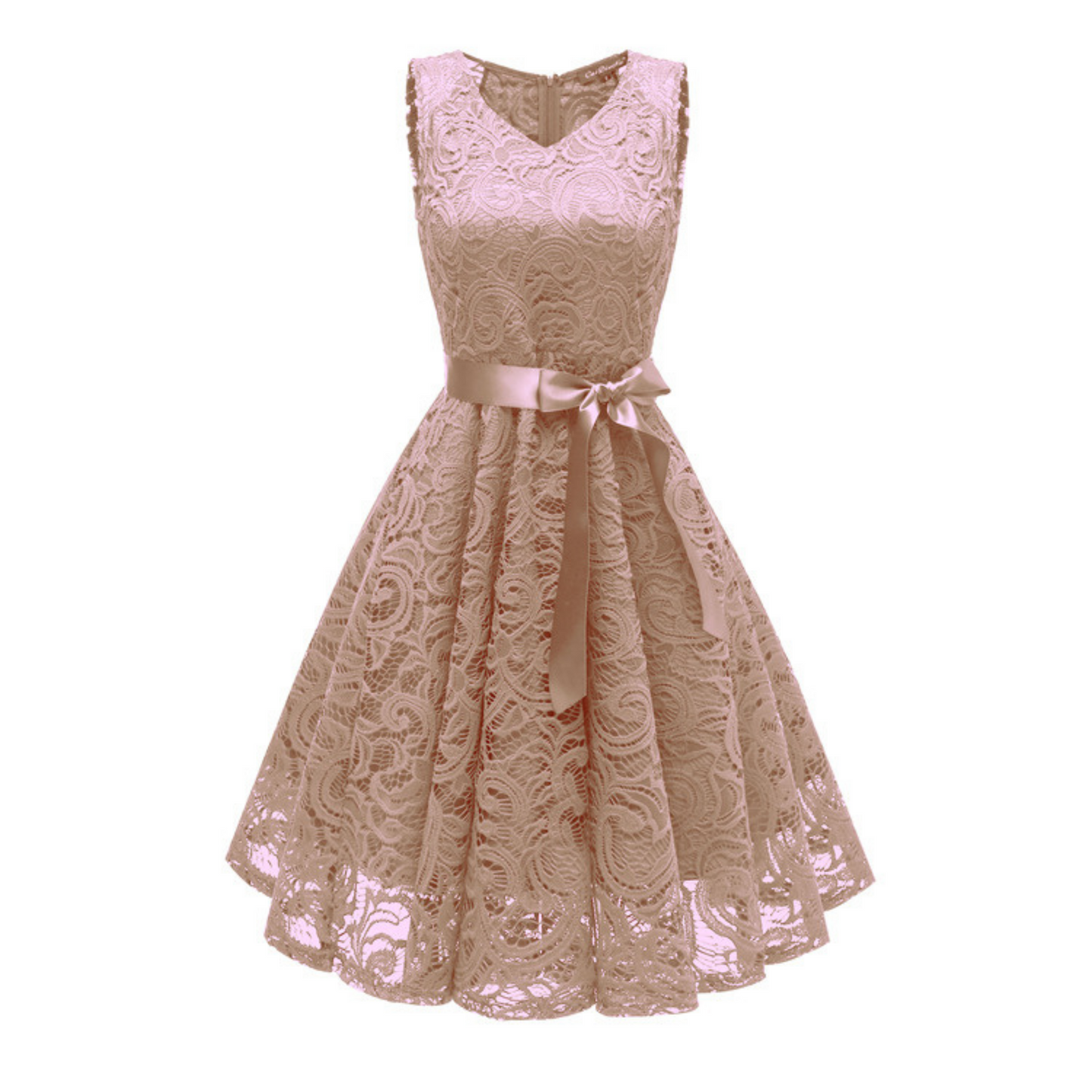 Robe Bal Dentelle Beige