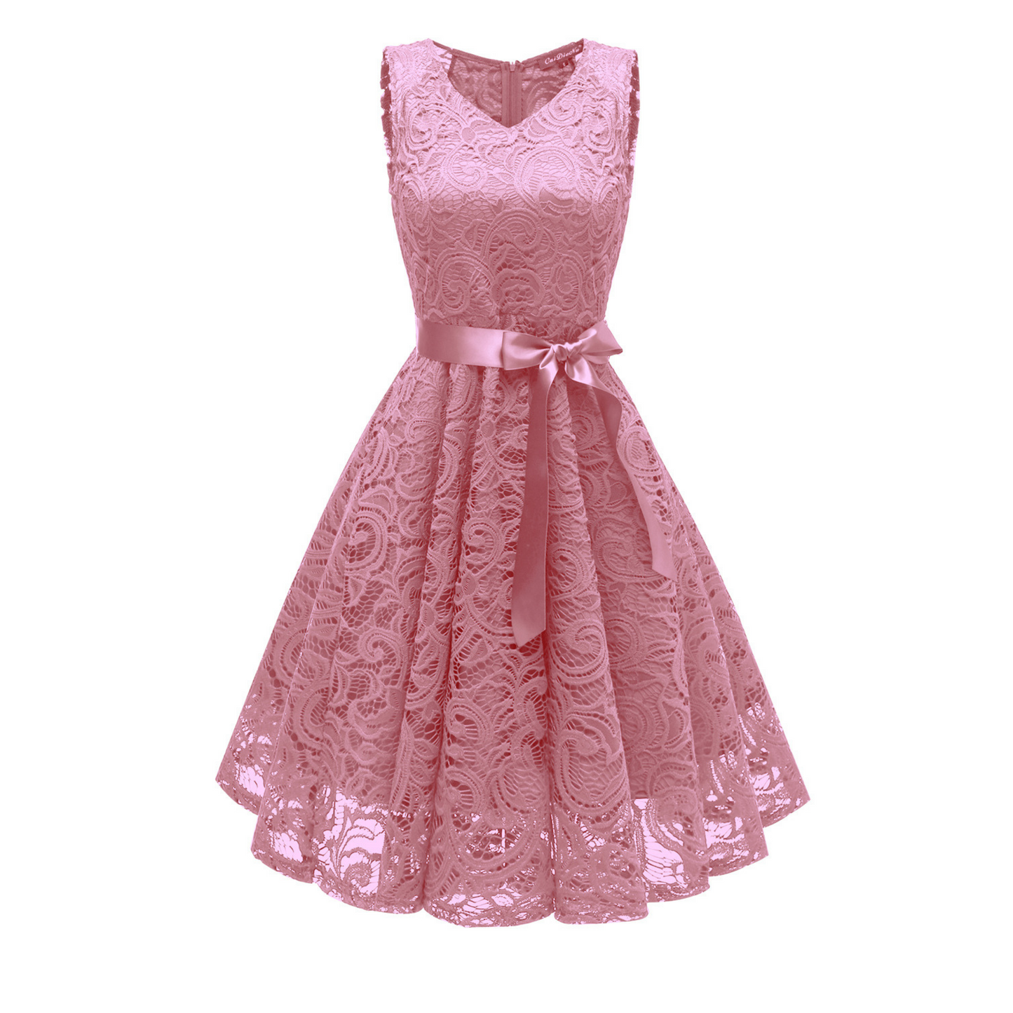 Robe Bal Dentelle Rose