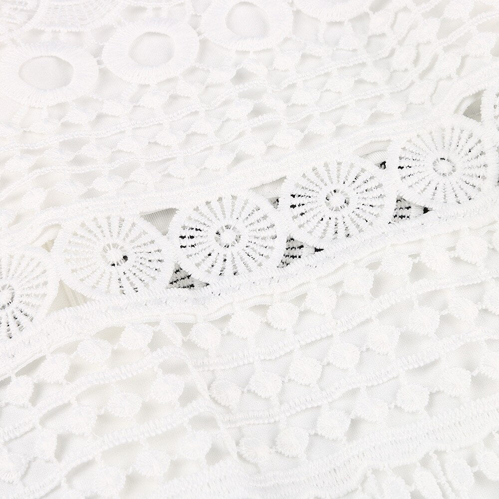 Robe Blanche Dentelle Manche Longue