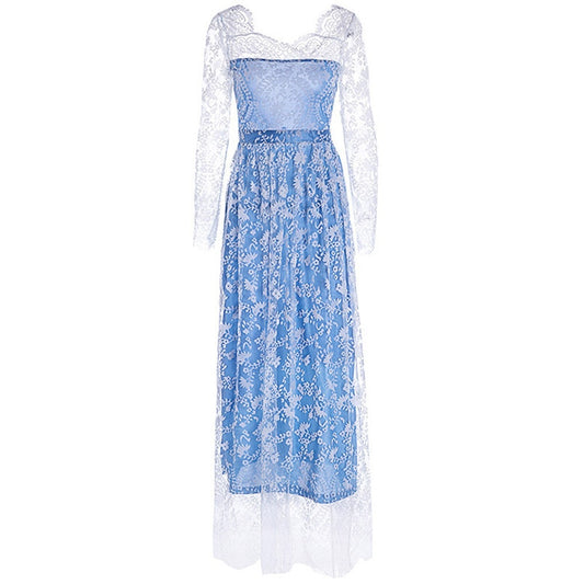 Robe Bleu Dentelle Mariage