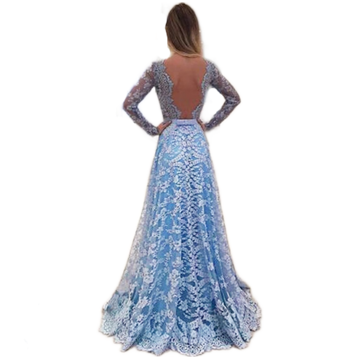 Robe Bleu Ciel Dentelle Mariage