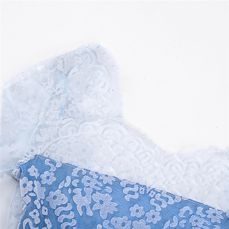 Robe Bleu Dentelle Mariage