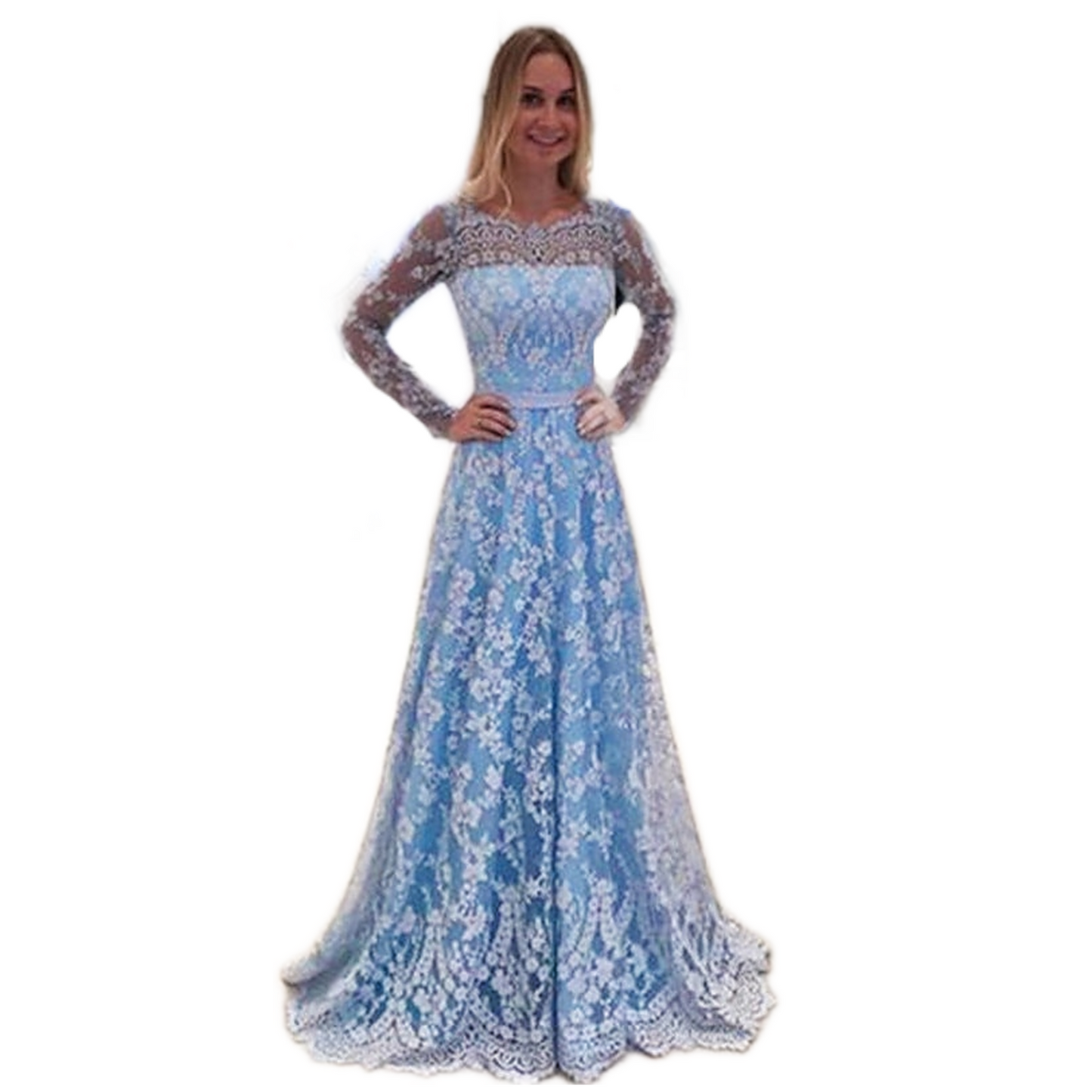 Robe Bleu Dentelle Mariage Femme