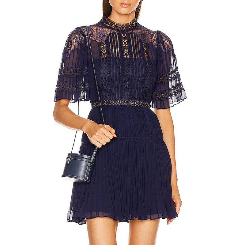 Robe Bleue Marine Dentelle Femme