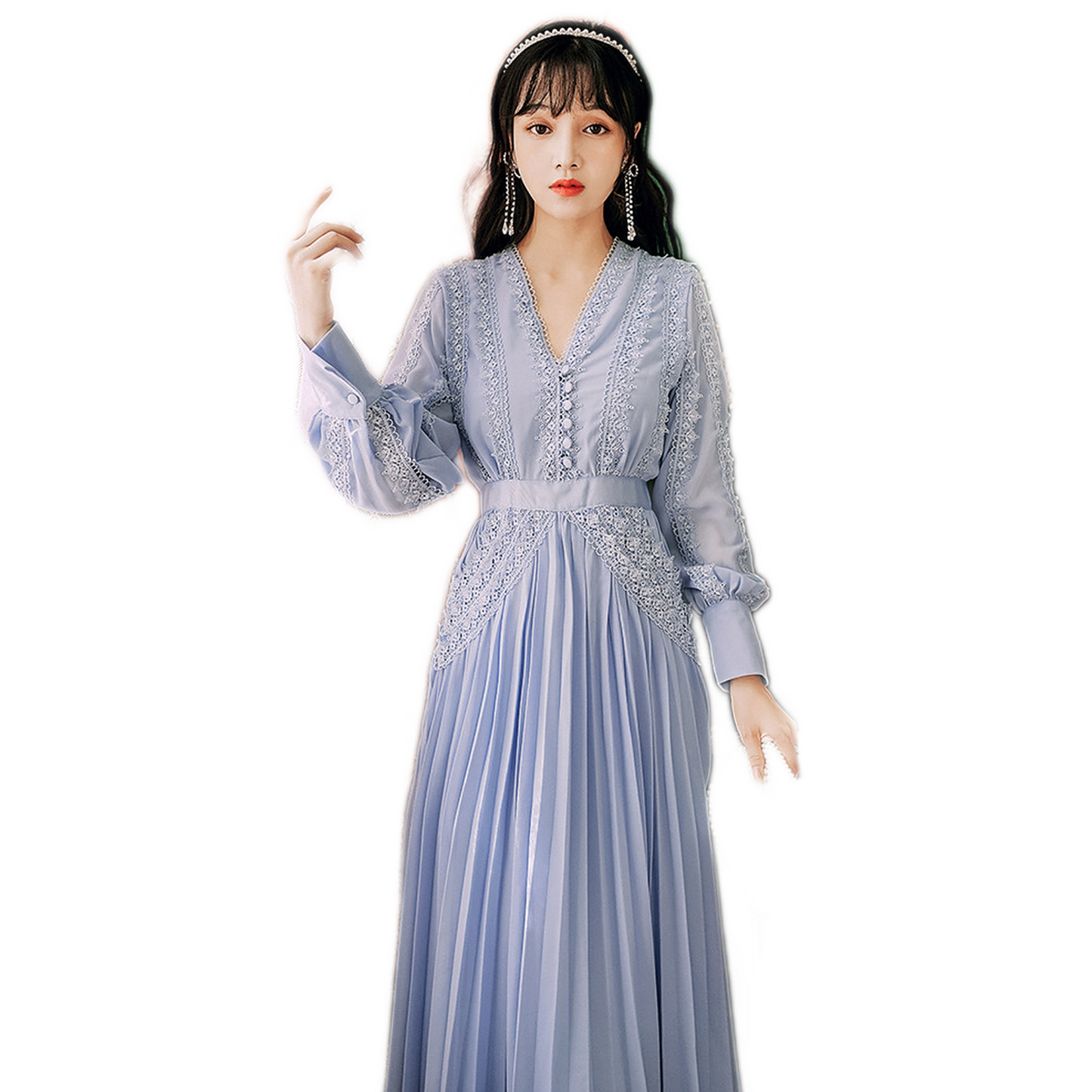 Robe Bleu Ciel Dentelle