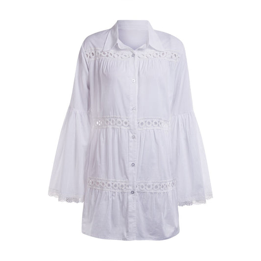 Robe Chemise Dentelle Blanche