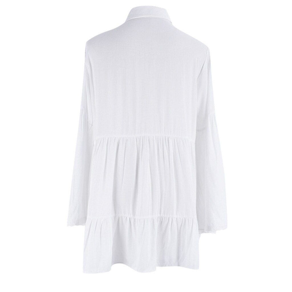 Robe Chemisier Dentelle Blanc