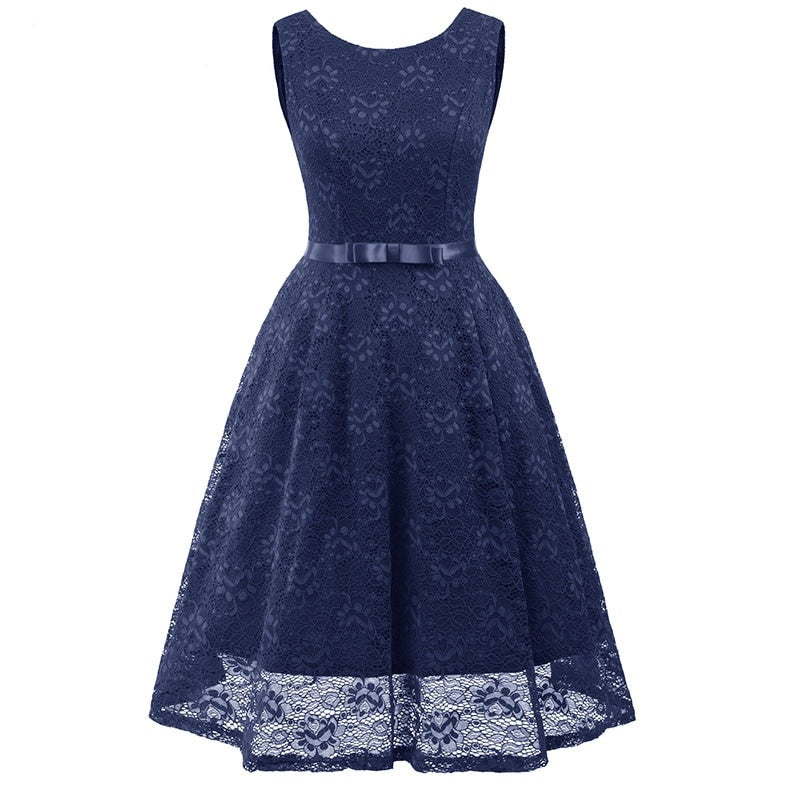 Robe Cocktail Dentelle Bleu