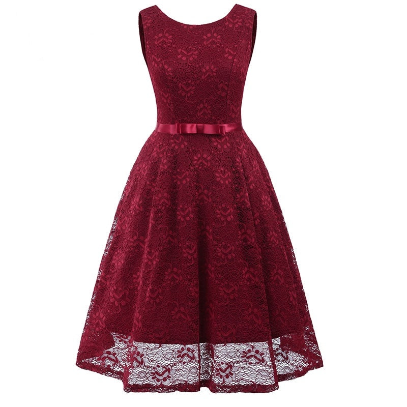 Robe Cocktail Dentelle Rouge