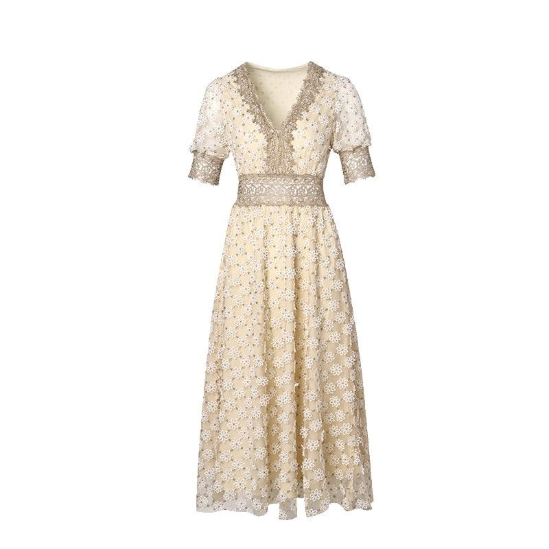 Robe Dentelle Beige