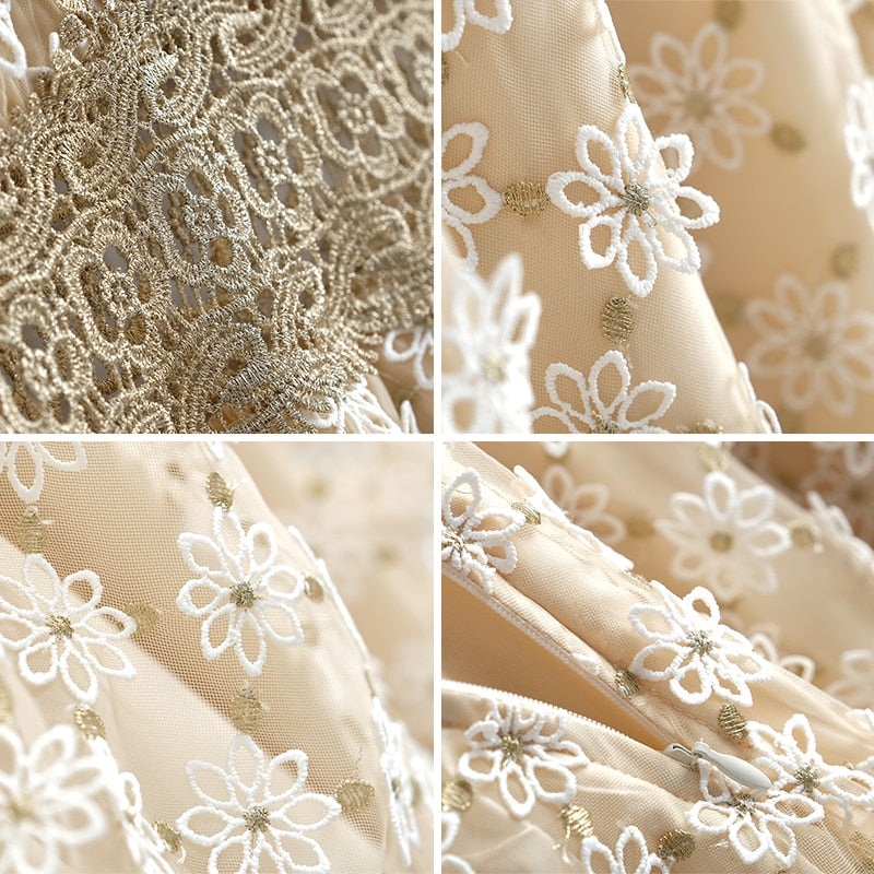 Robe Dentelle Beige