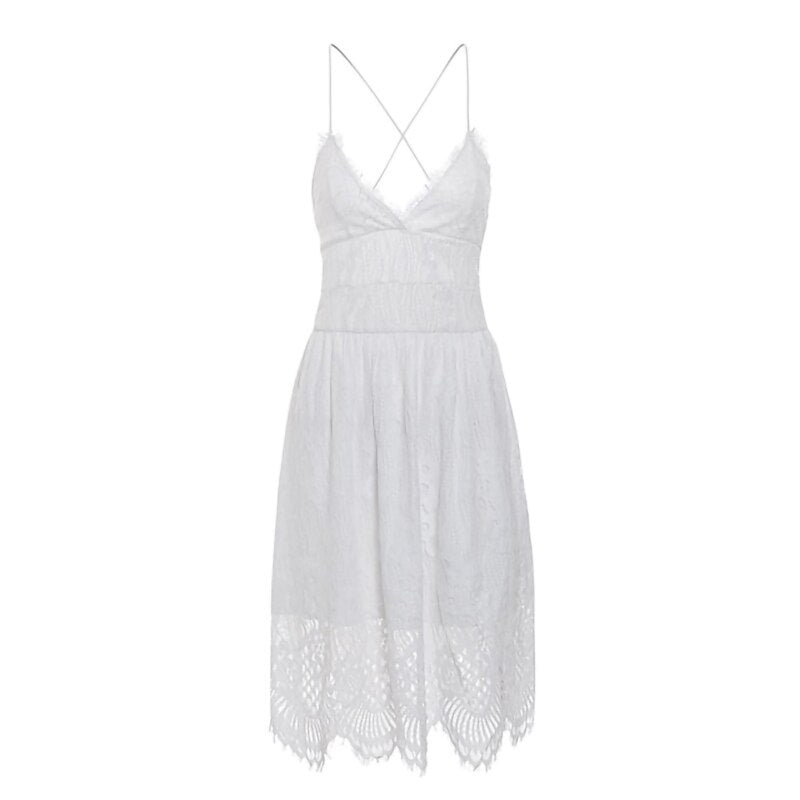 Robe Dentelle Courte Femme Blanc