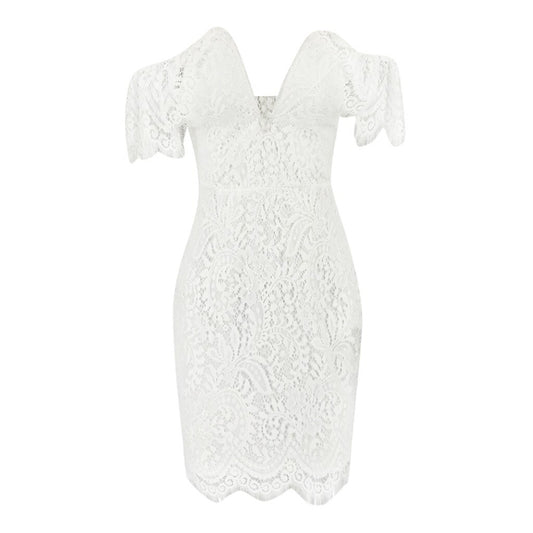 Robe Dentelle Fente Blanc
