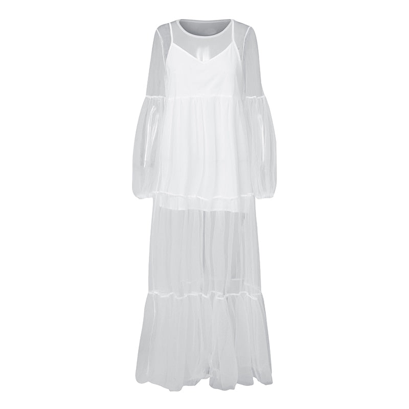 Robe Dentelle Longue Blanc