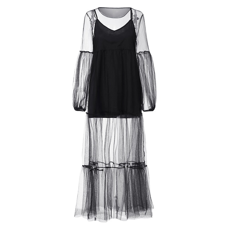 Robe Dentelle Longue Noir